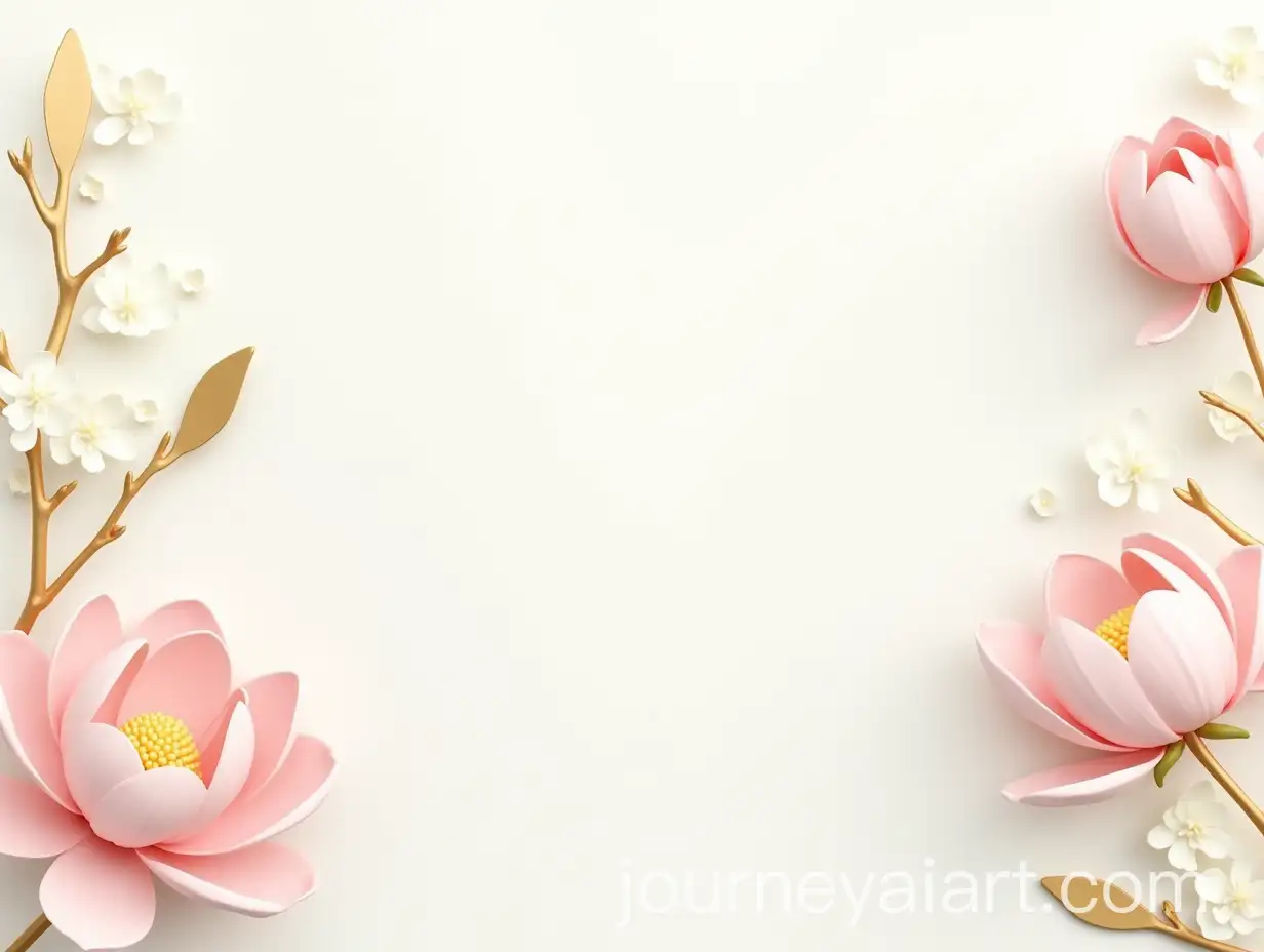 Golden-Magnolia-Flowers-and-Branches-with-Pastel-Accents-3D-Wallpaper