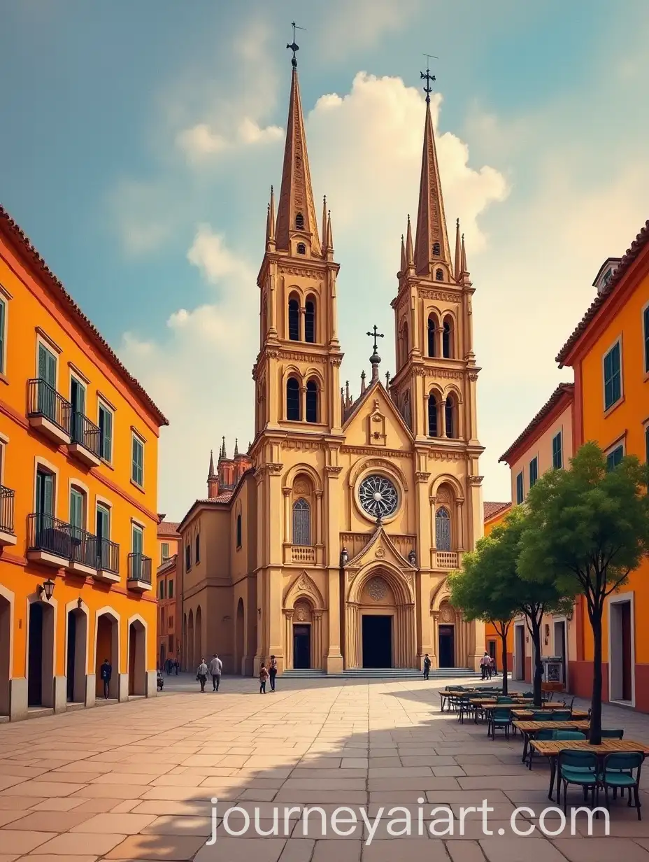 Warm-Colors-of-Cathedral-of-Murcia-and-Plaza-del-Cardenal-Belluga-by-Pablo-Picasso