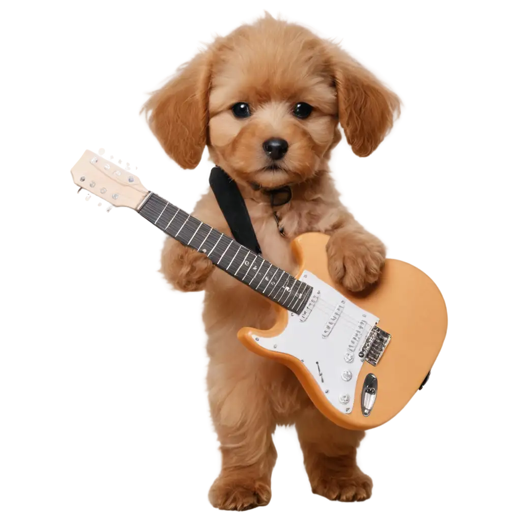 Adorable-Puppy-Playing-Guitar-PNG-Image-Creation