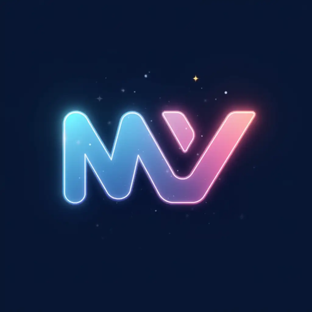 create an logo of MV  combined on blue and withe retro calm colors