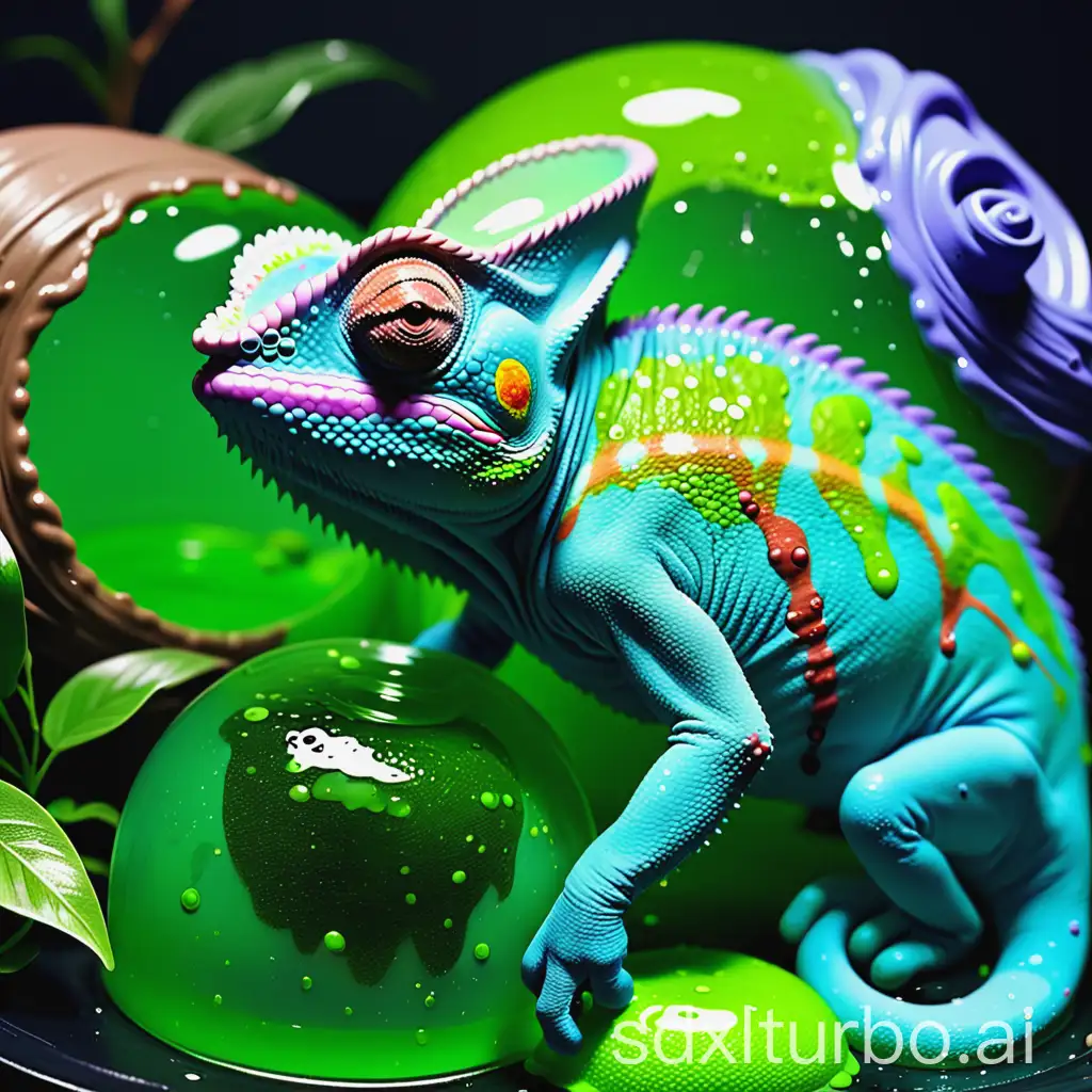 Chameleon in slime