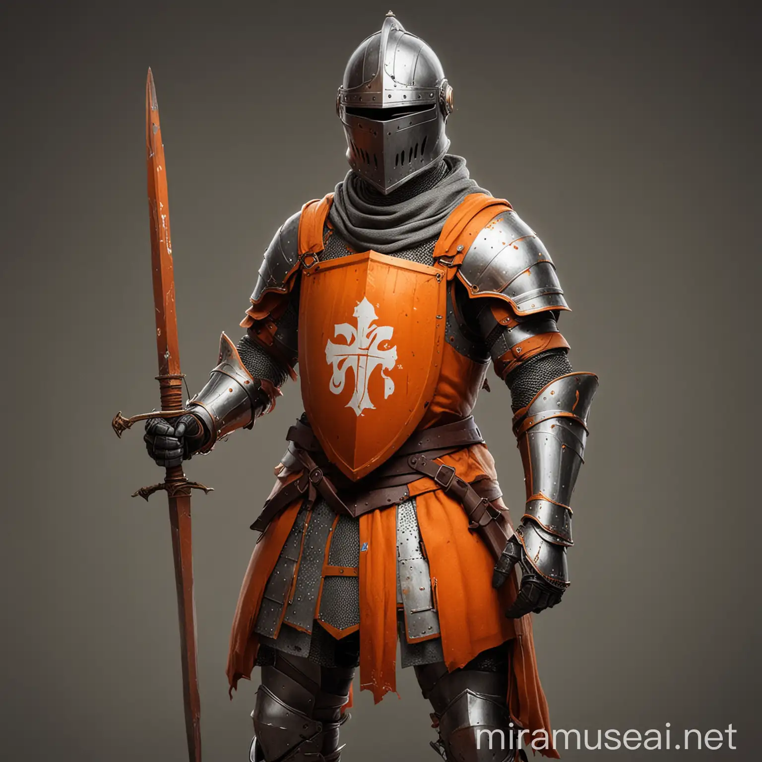 Medieval Knight in Orange Resembling Reddit Logo