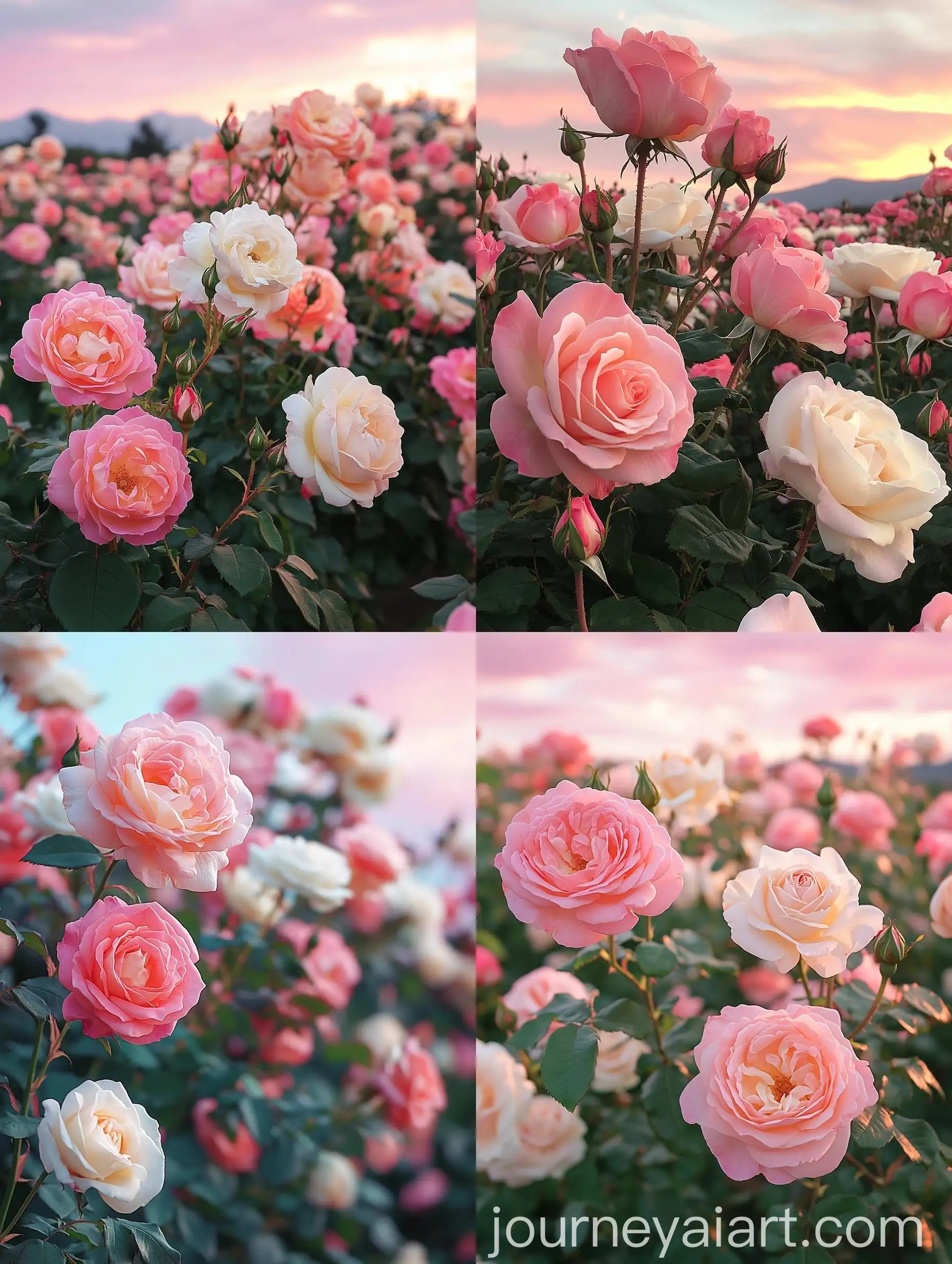Serene-Garden-of-Pink-and-White-Roses-under-a-Pastel-Sky