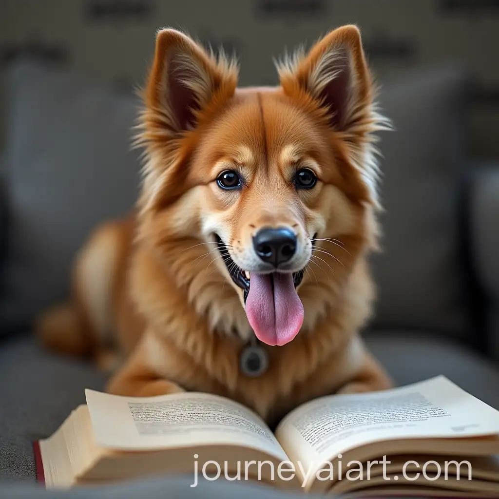 Marine-Dog-Sami-with-Tongue-Out-in-a-Book-Illustration