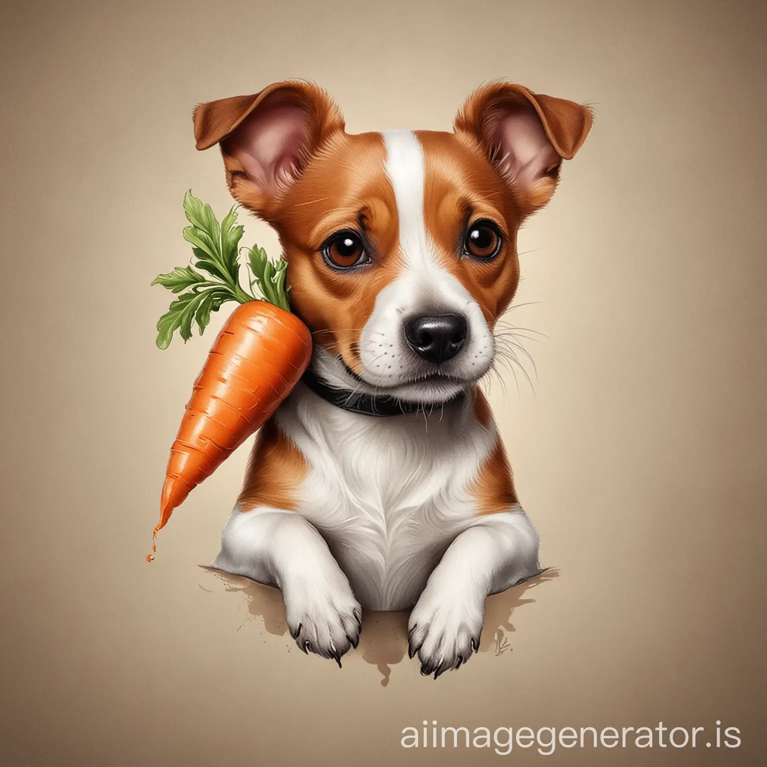 i want a design of a new school style tatoo with a jack russell terrier biting a carrot