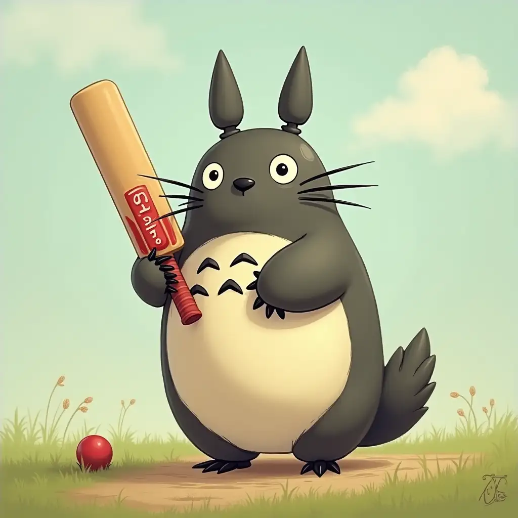 Totoro plays cricket