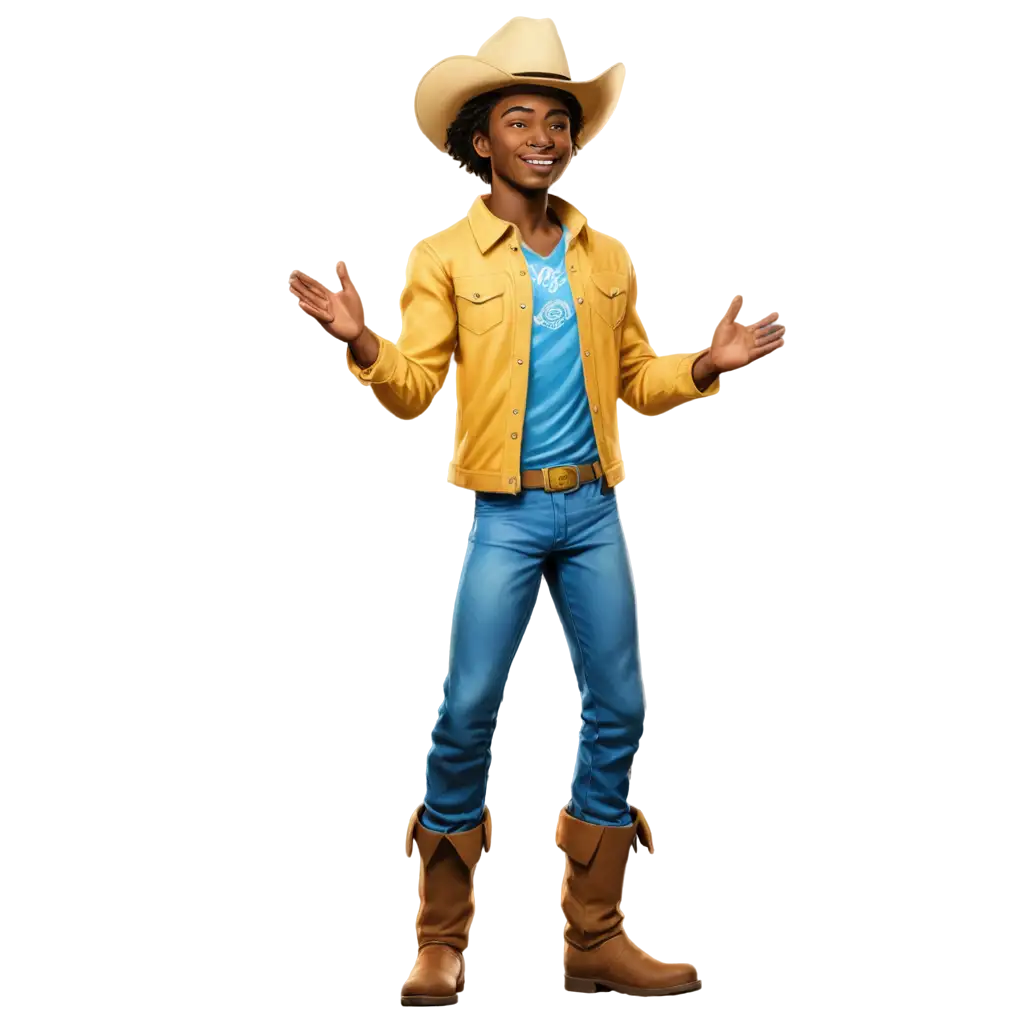 Vibrant-FullBody-African-Cowboy-in-Yellow-and-Blue-PNG-Comic-Book-Hero-Style