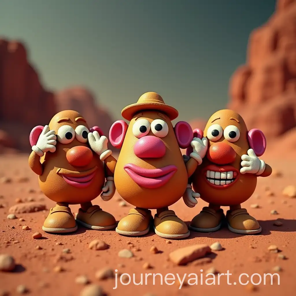 Three-Mr-Potato-Heads-on-Mars-with-Rock-Bodies-Expressing-Emotions