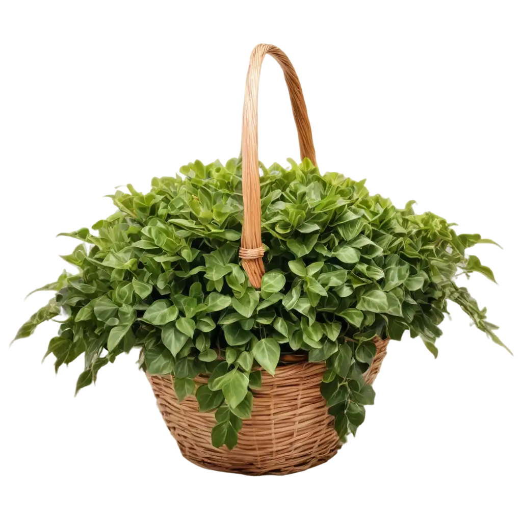 Potted-Plant-with-Green-Leaves-in-Wicker-Basket-PNG-Transparent-Background-for-Versatile-Use