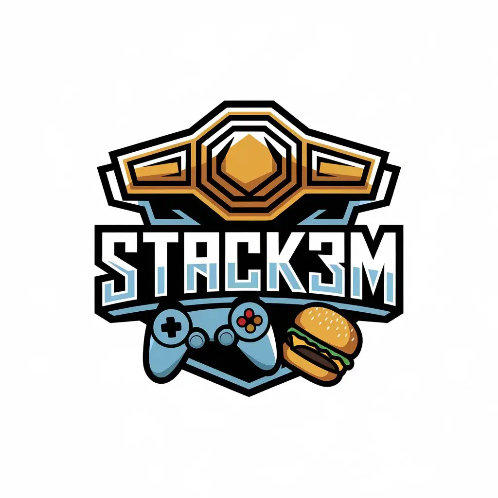 LOGO Design for STACK3M Championship Belt Gaming Controller Burger Theme with Vector Style and Clear Background