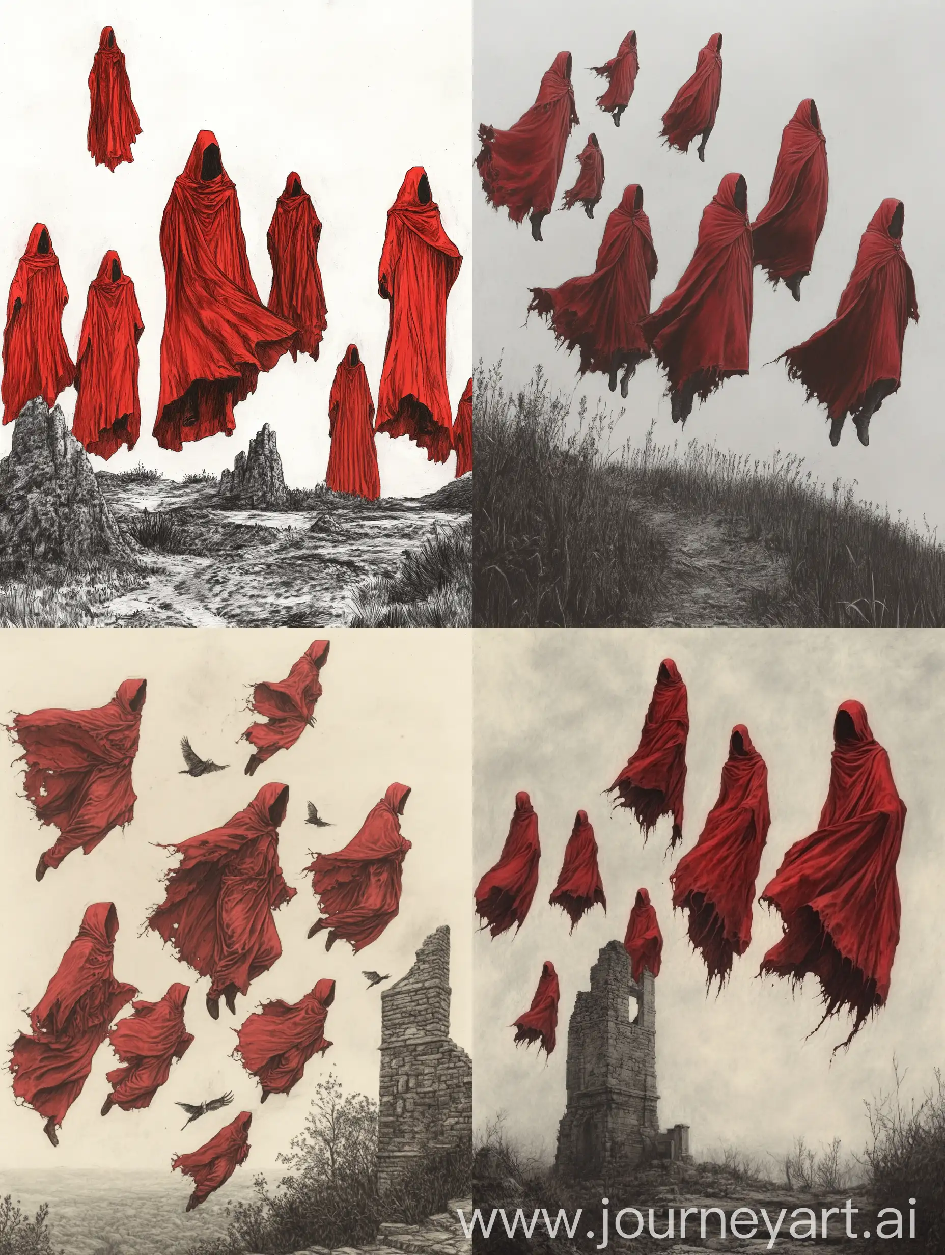 Eerie-Dystopian-Wraiths-in-Red-Robes-Soaring-Through-the-Sky