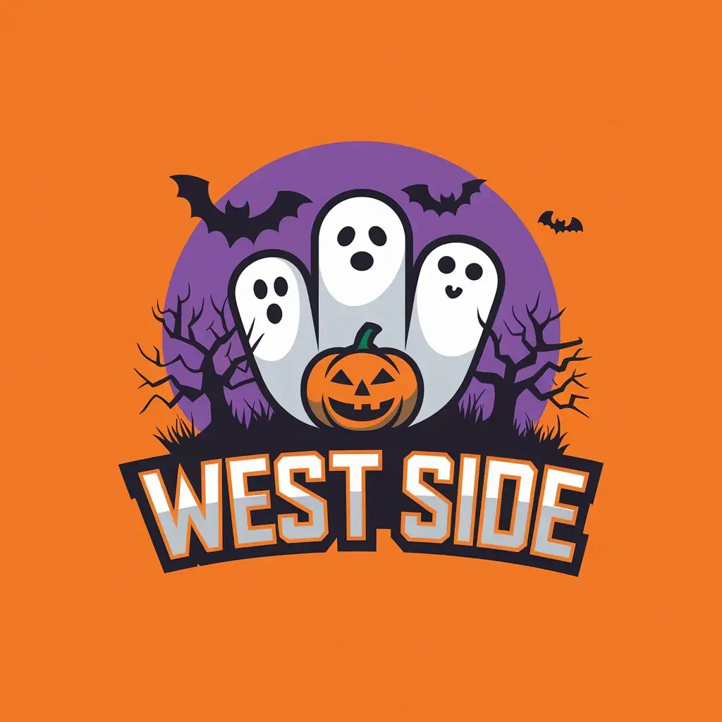 LOGO-Design-for-WEST-SIDE-Vector-Logo-with-Halloween-Characters-in-Orange-and-Purple