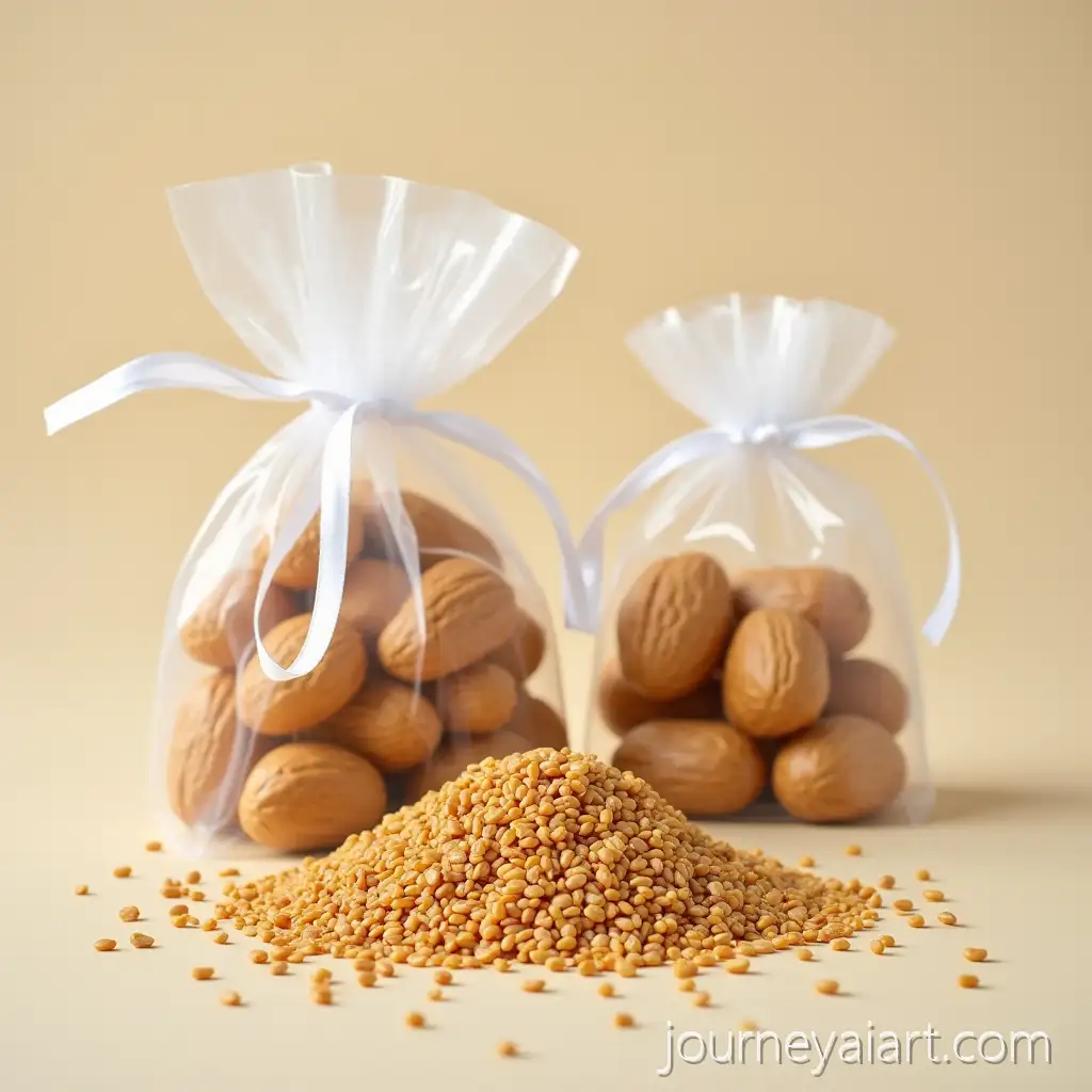 HoneyGlazed-Peanut-and-Sesame-Snack-in-Transparent-Packaging-with-White-Organza-Bag