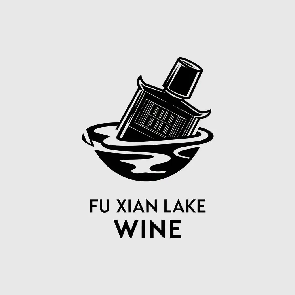 LOGO-Design-for-Fu-Xian-Lake-Wine-Elegant-White-Wine-Perfume-on-Clear-Background