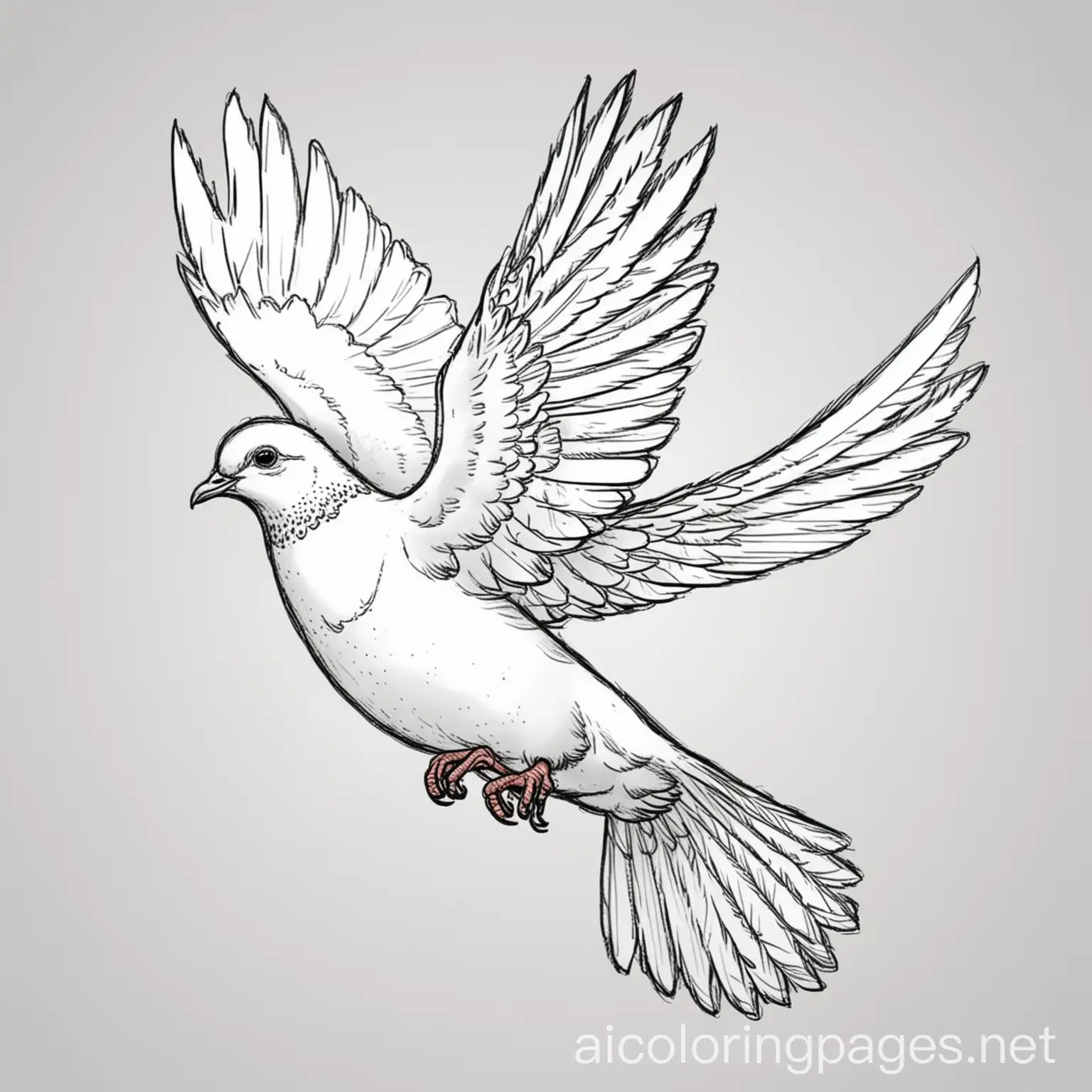coloring book pigeons flying and pooping , Coloring Page, black and white, line art, white background, Simplicity, Ample White Space