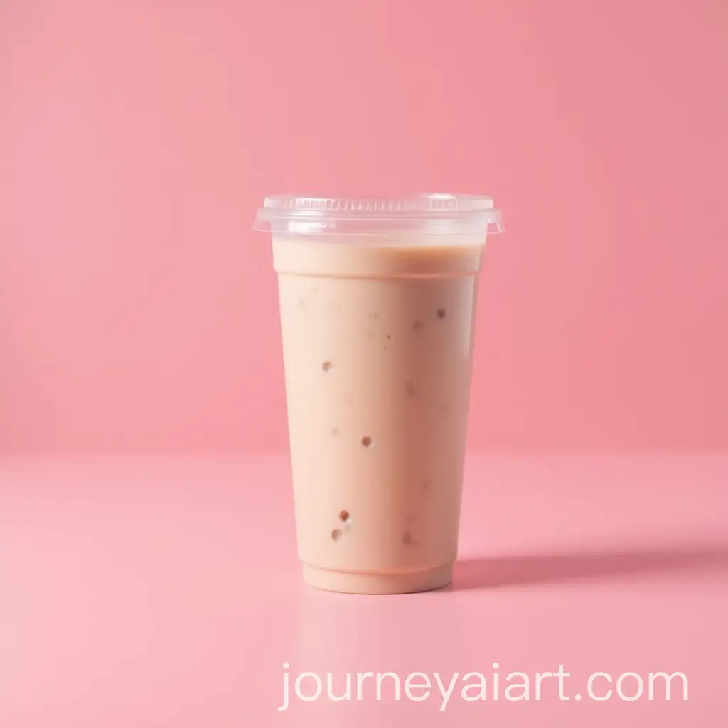 Refreshing-Milkshake-in-High-Flat-Plastic-Cup-on-Monotonous-Background