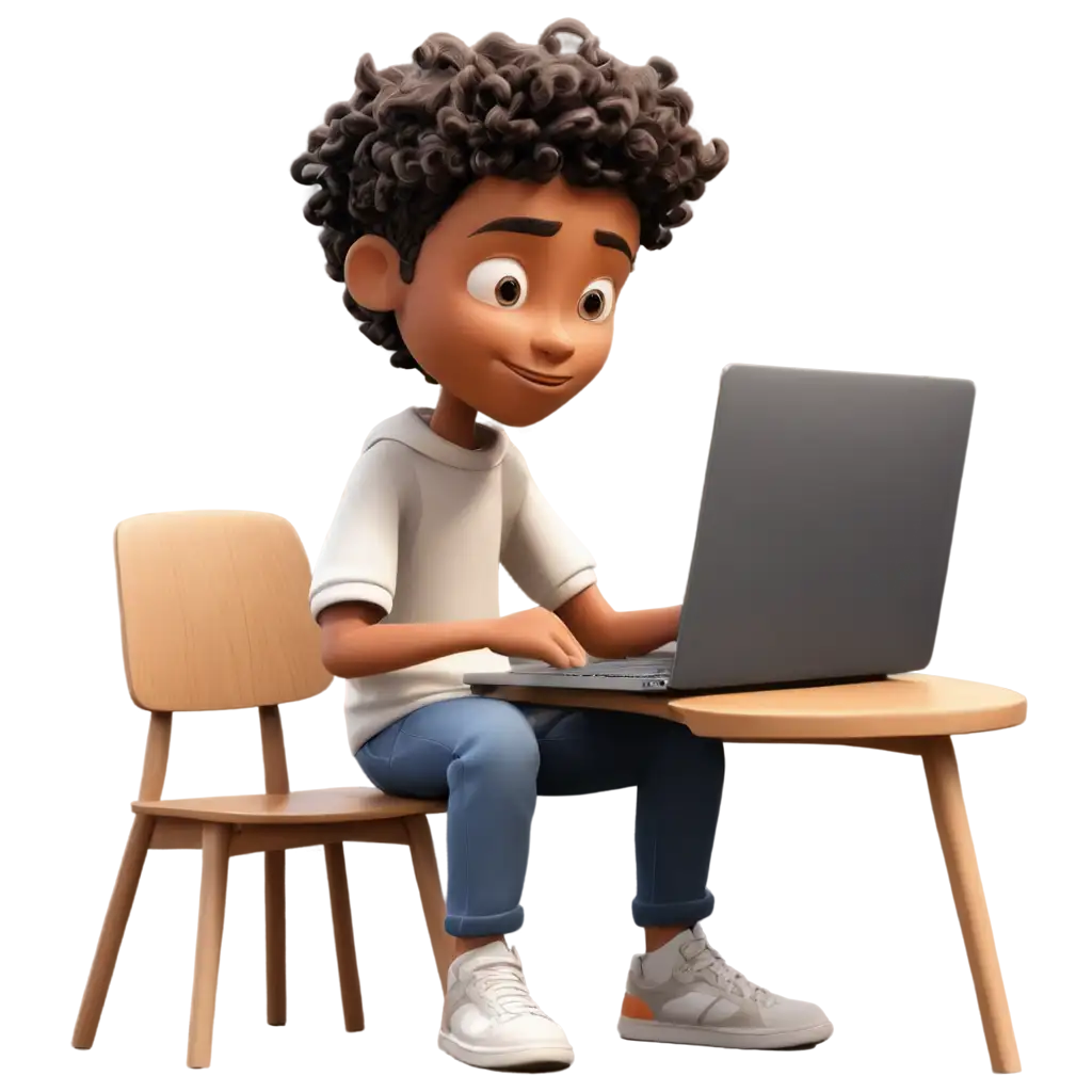 Young-Boy-Cartoon-Using-Laptop-PNG-Image-Modern-Desk-Scene-with-Concentration