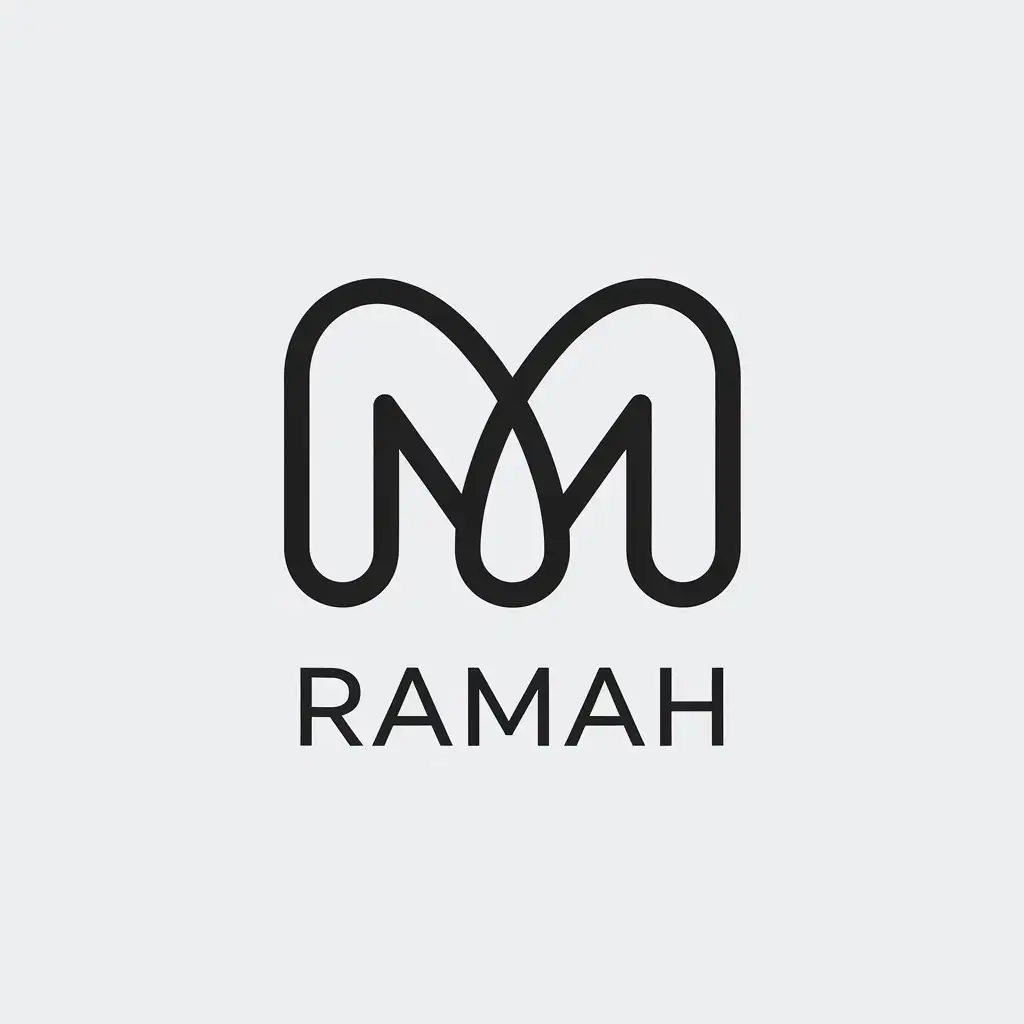 a vector logo design,with the text "RAMAH", main symbol:MF,Minimalistic,clear background