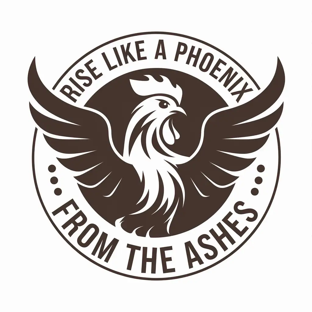 a vector logo design,with the text "RISE LIKE A PHOENIX FROM THE ASHES", main symbol:rooster phoenix,Moderate,be used in Animals Pets industry,clear background