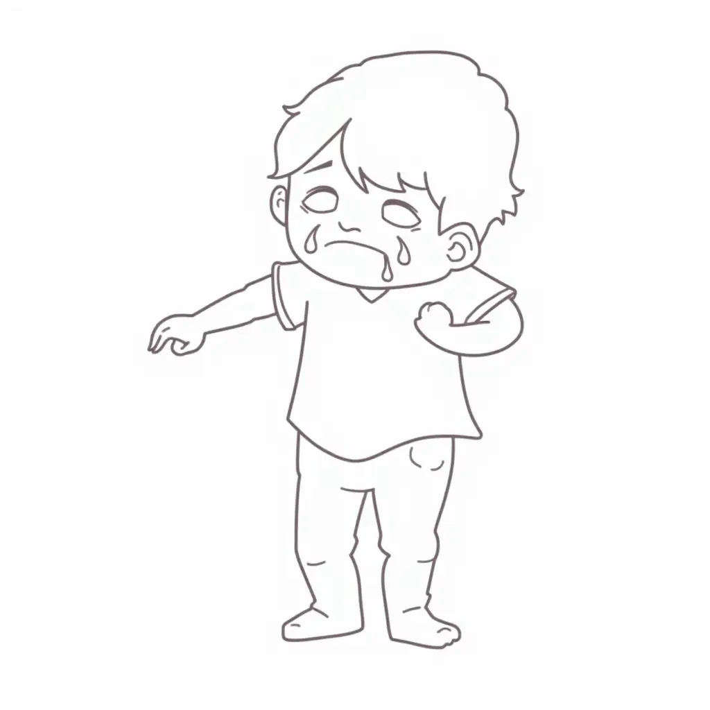 Sad-Child-with-Tears-Simple-Coloring-Book-Design