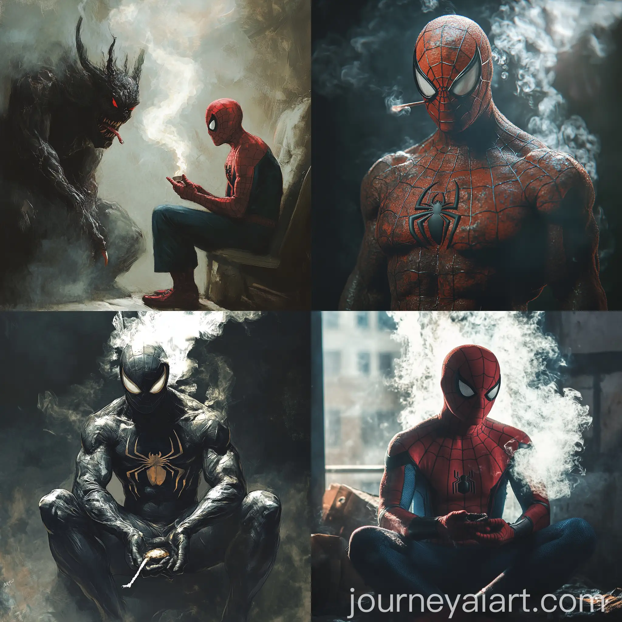 Plump-SpiderMan-in-Gray-Smoking-Offering-Profitable-Deal-to-Demon