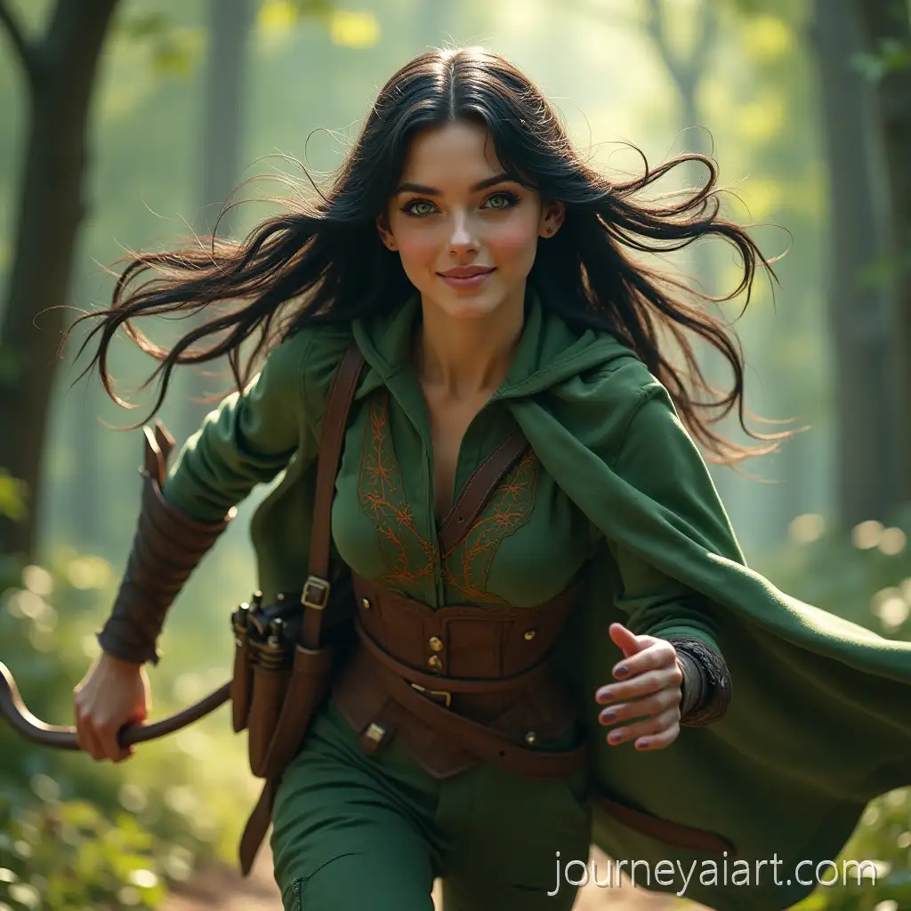 Ethereal-Elven-Ranger-Sprinting-Through-Sunlit-EnElven-woman-in-forestchanted-Forest