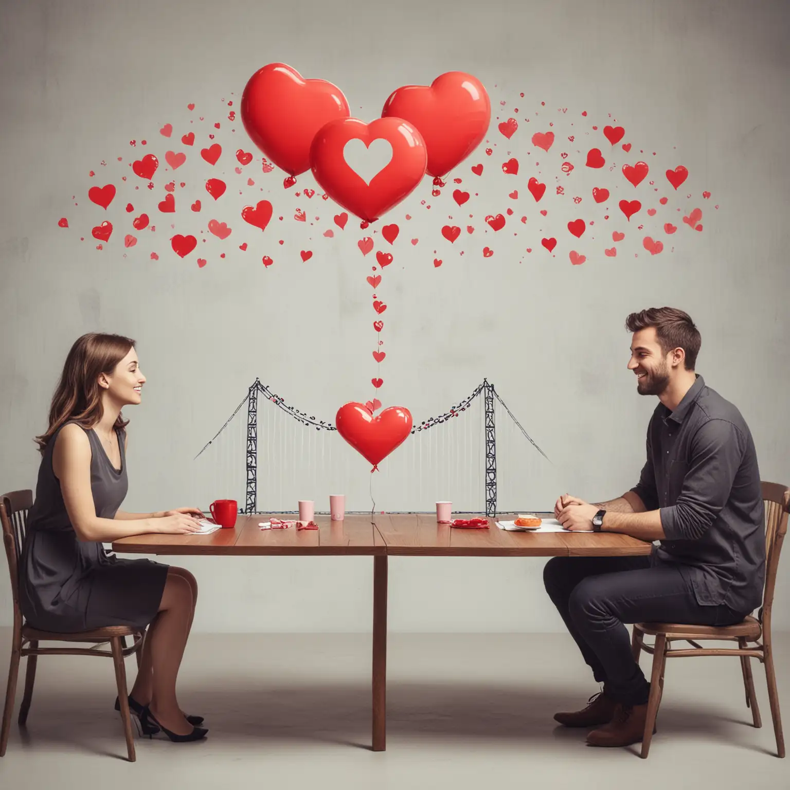 Couple-in-Love-with-Speech-Bubbles-and-Heart-Bridge