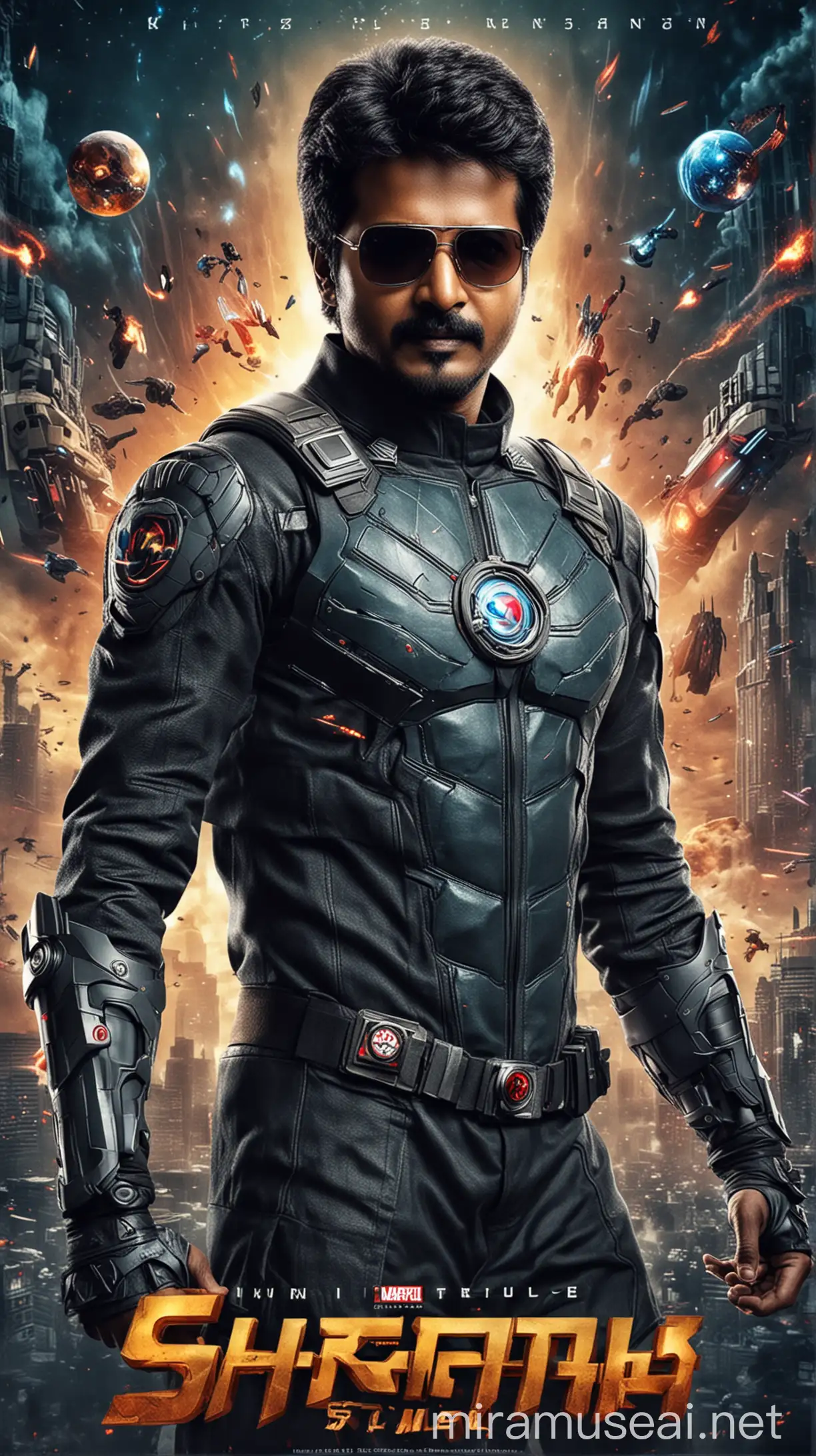 Superhero Science Fiction Movie Poster Featuring Indian Tamil Actor Shivakarthikeyan