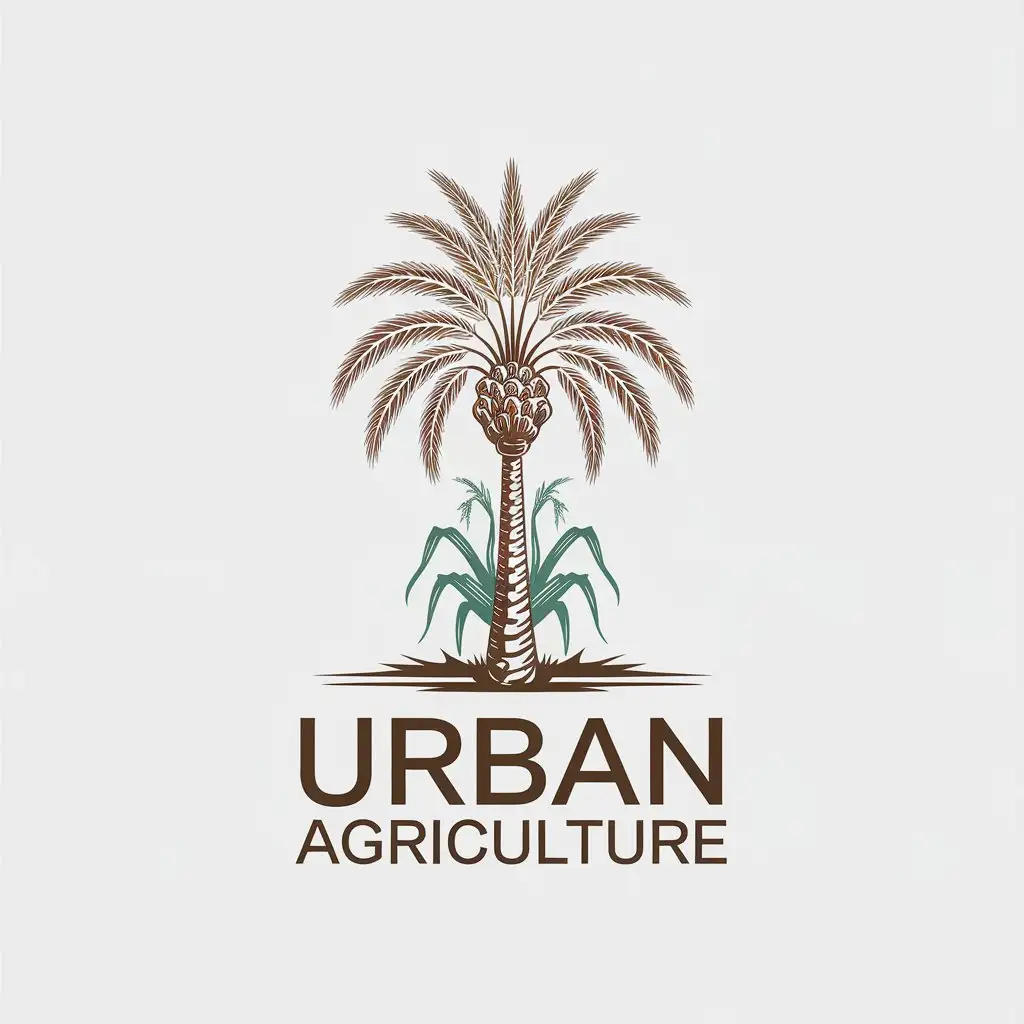 LOGO-Design-for-Urban-Agriculture-Minimalist-Ikines-Palm-with-Corn-Shoots-in-Brown-and-Green