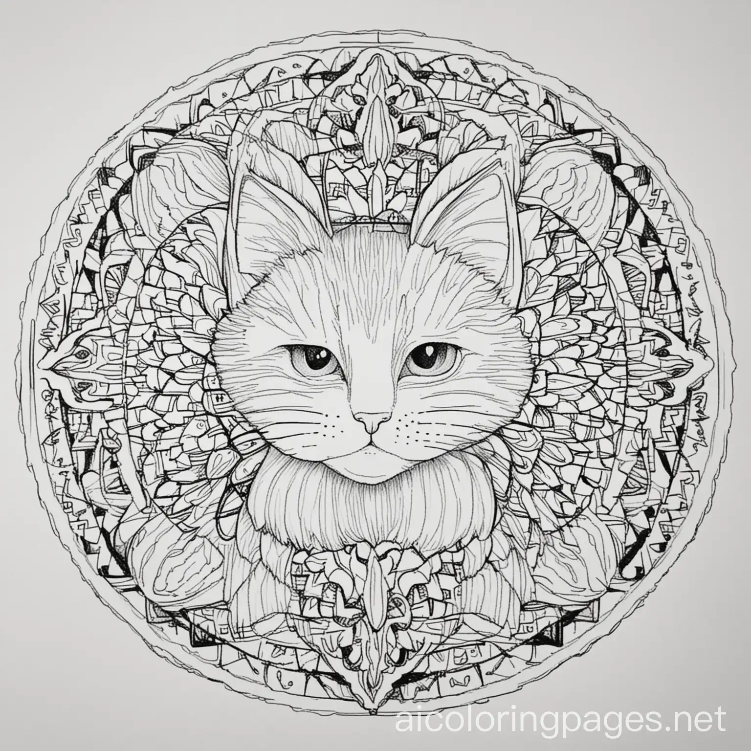 Cat-Mandala-Coloring-Page-Simple-Line-Art-on-White-Background