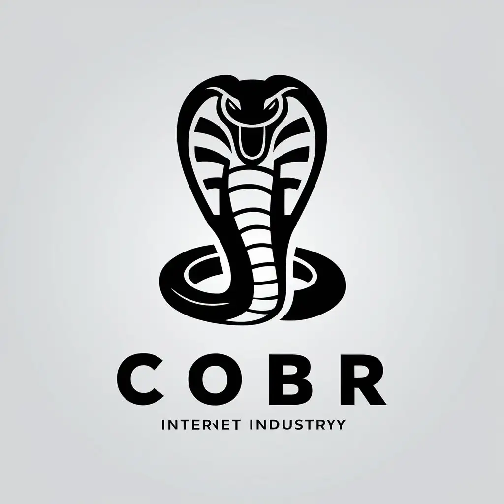 a vector logo design,with the text "Cobr", main symbol:Cobra, snake, coils around,Minimalistic,be used in Internet industry,clear background