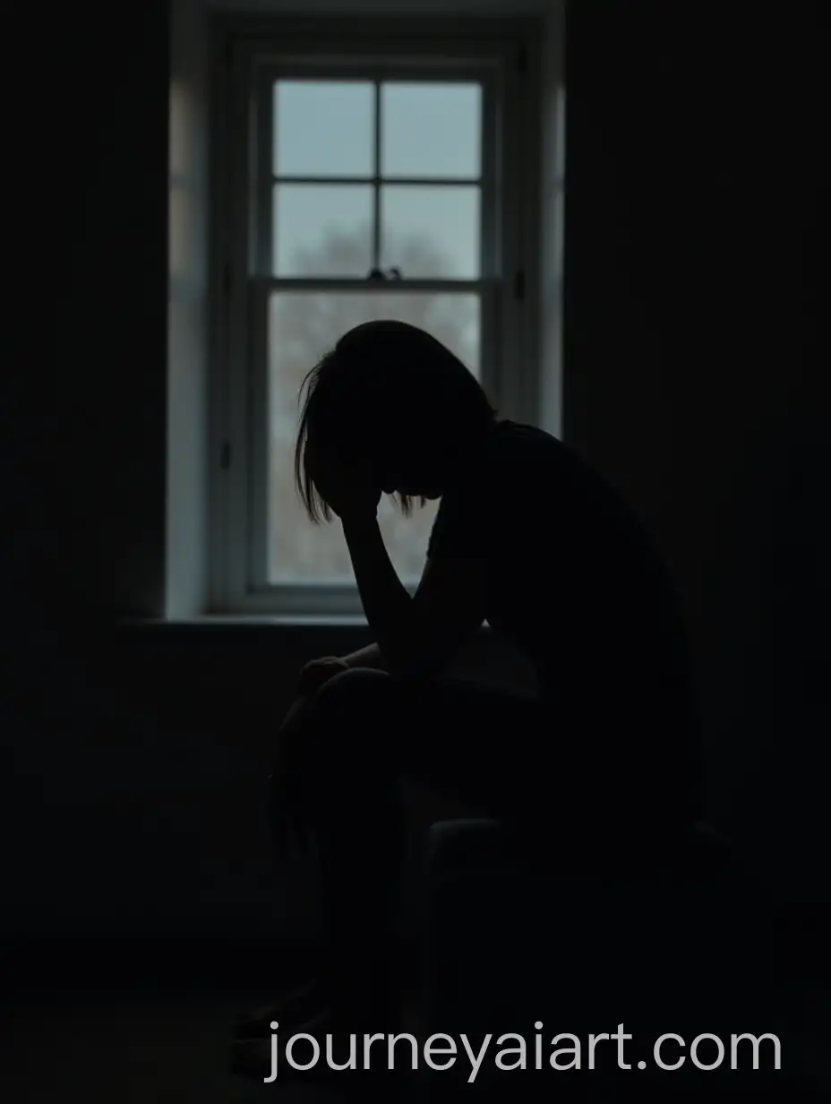 Person-in-SolAI-Image-Prompt-Expansionitude-in-a-Dark-Room-with-Window-Light