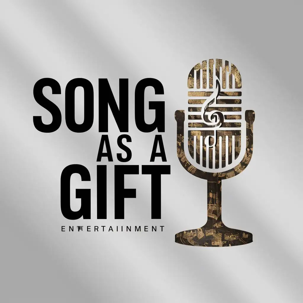 a logo design,with the text "song as a gift", main symbol:Microphone,complex,be used in Entertainment industry,clear background