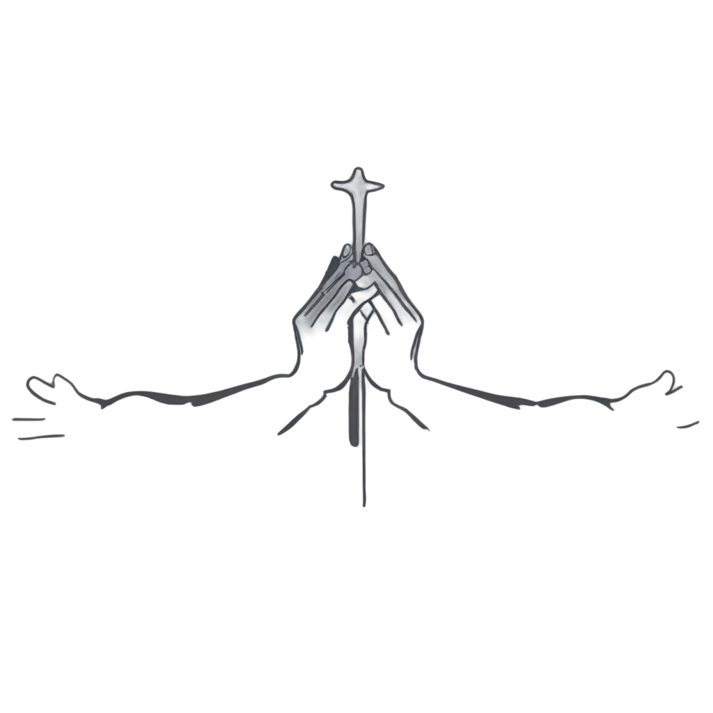 Praying-Hands-with-Cross-PNG-Image-Graceful-Illustration-of-Faith-and-Reverence