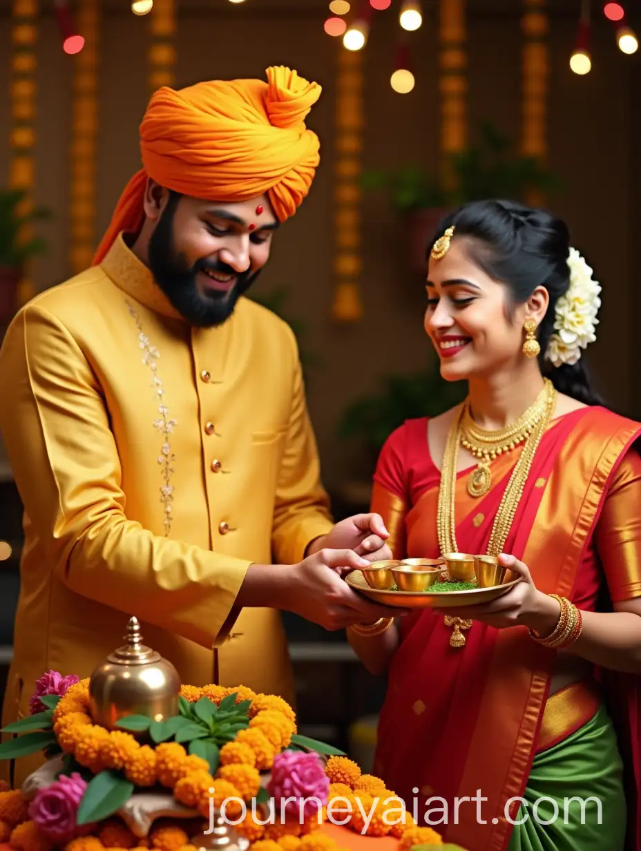 Traditional-Indian-Couple-Celebrating-Gudi-Padwa-with-Rituals-and-Offerings