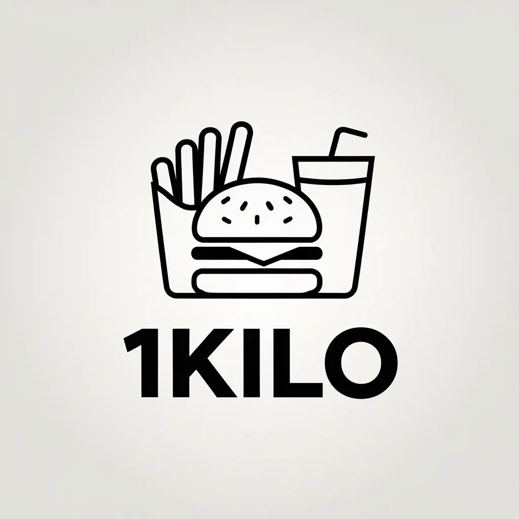 LOGO Design for 1kilo Minimalistic Vector with Meal Symbol and Clear Background