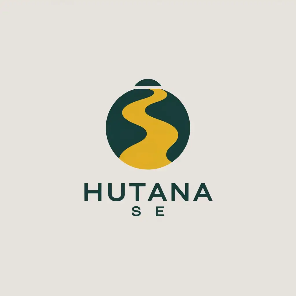 a vector logo design,with the text "Hutana Se", main symbol:Yellow River,Minimalistic,be used in alcohol industry,clear background