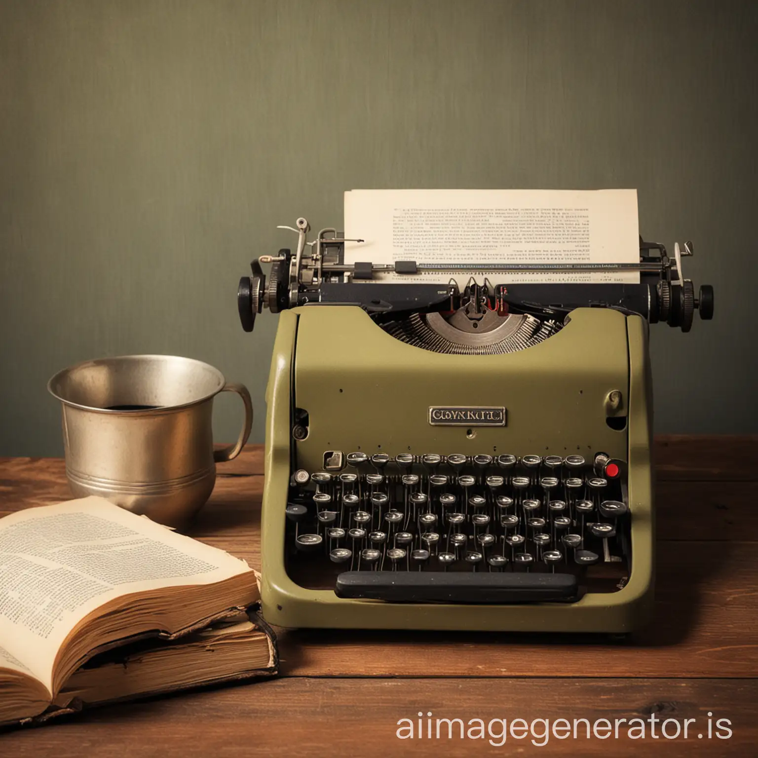 vintage typewriter and book