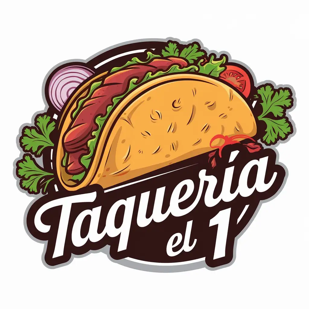 LOGO Design for Taquera el 1 Illustrated Taco with Fresh Ingredients in Fun Dynamic Style