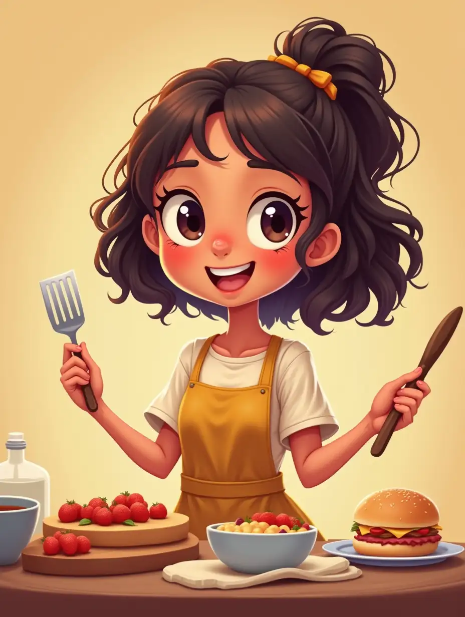 a cartoon girl who name arin and she loves cooking