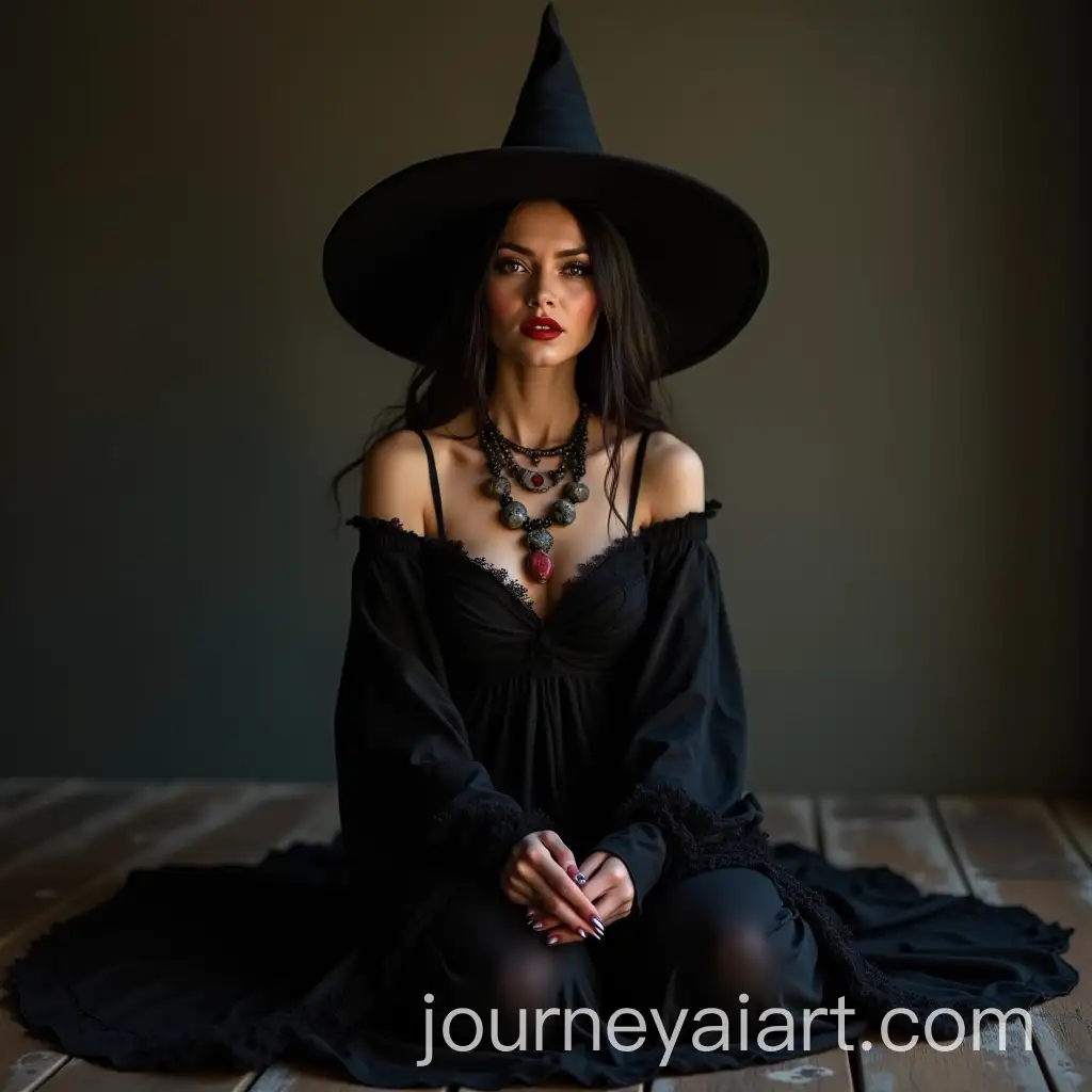 Beautiful-Witch-with-Red-Lips-and-Smoky-Eyes-Practicing-Witchcraft-in-Black-Gown