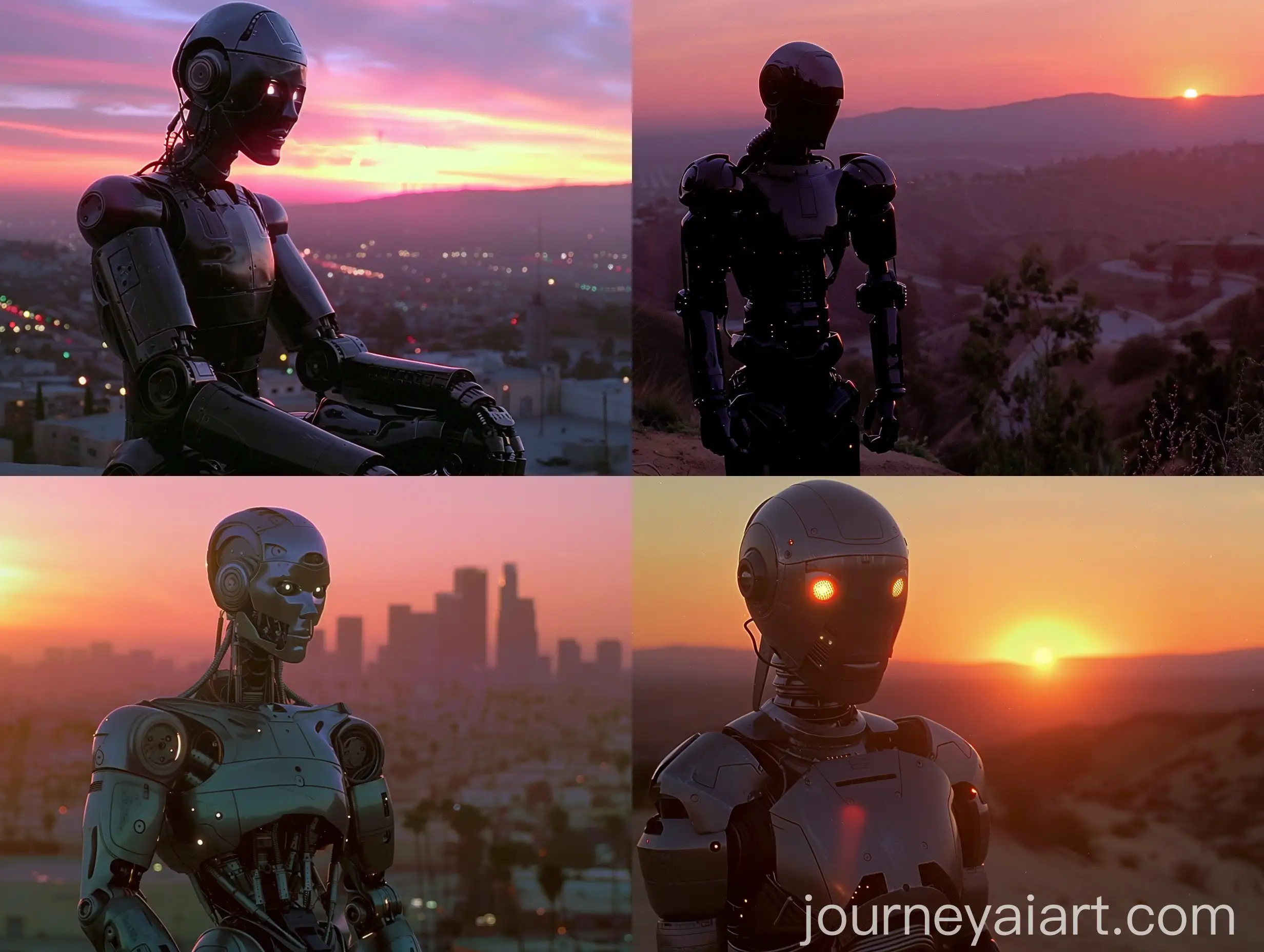 Android-in-Retro-Futuristic-Sunset-Scene