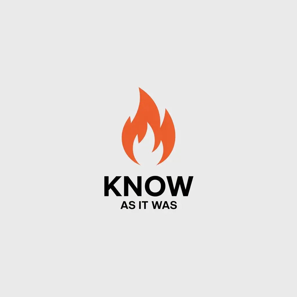 a vector logo design,with the text "Know as it was", main symbol:fire,Minimalistic,be used in Events industry,clear background