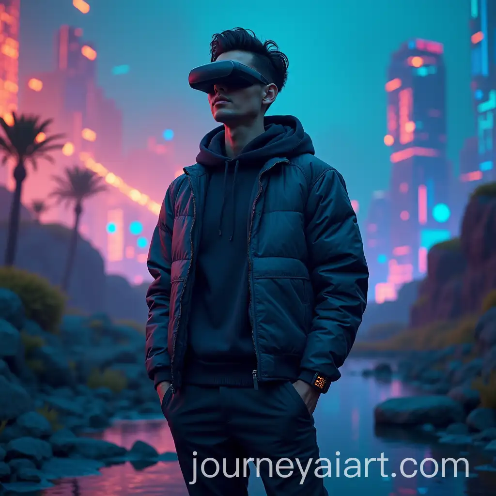 Futuristic-TechSavvy-Young-Individual-in-Dynamic-Pose-with-Neon-Cityscape