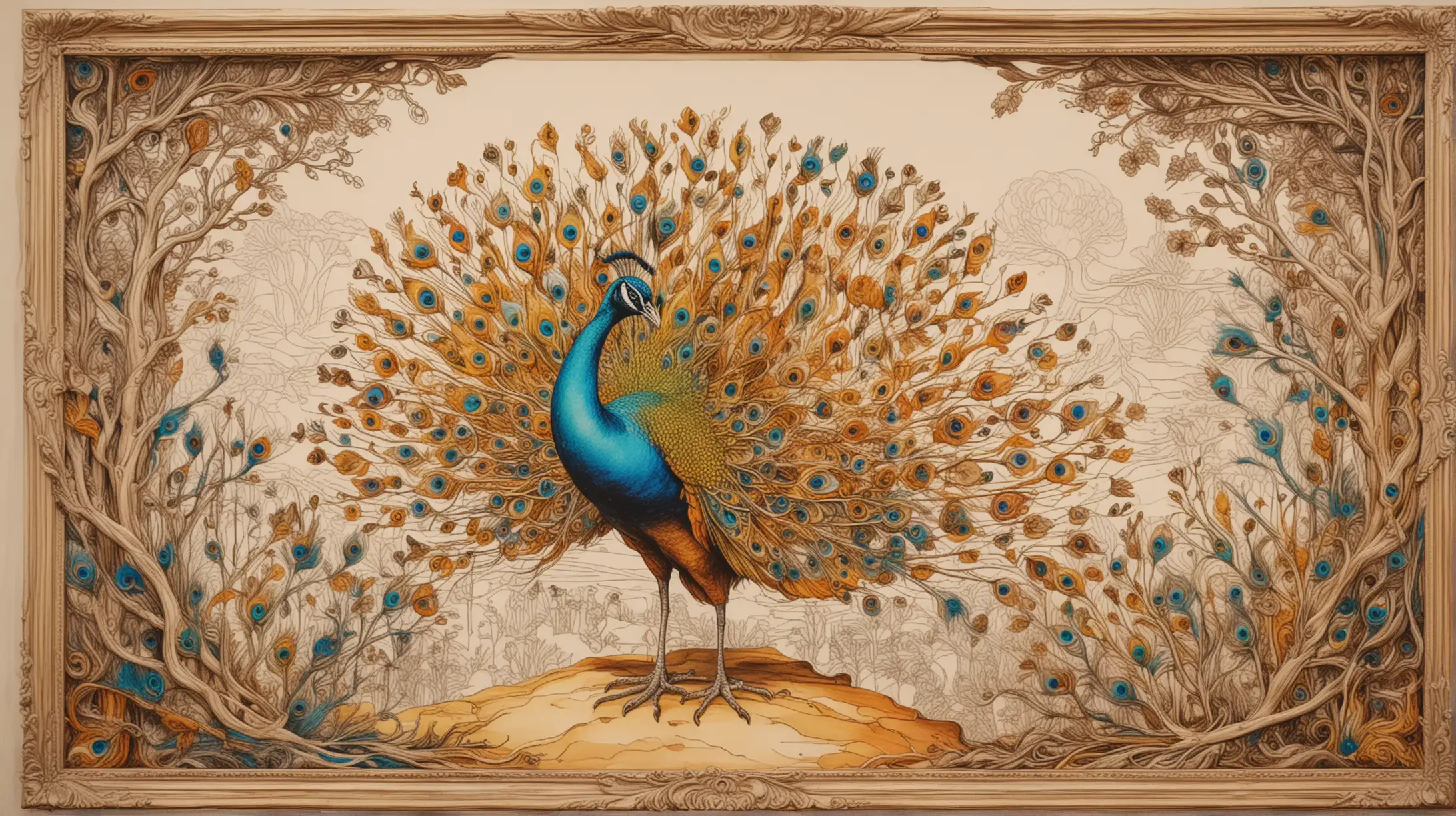 Surreal Sri Lankan Peacock in Dali Style with Natural Colors