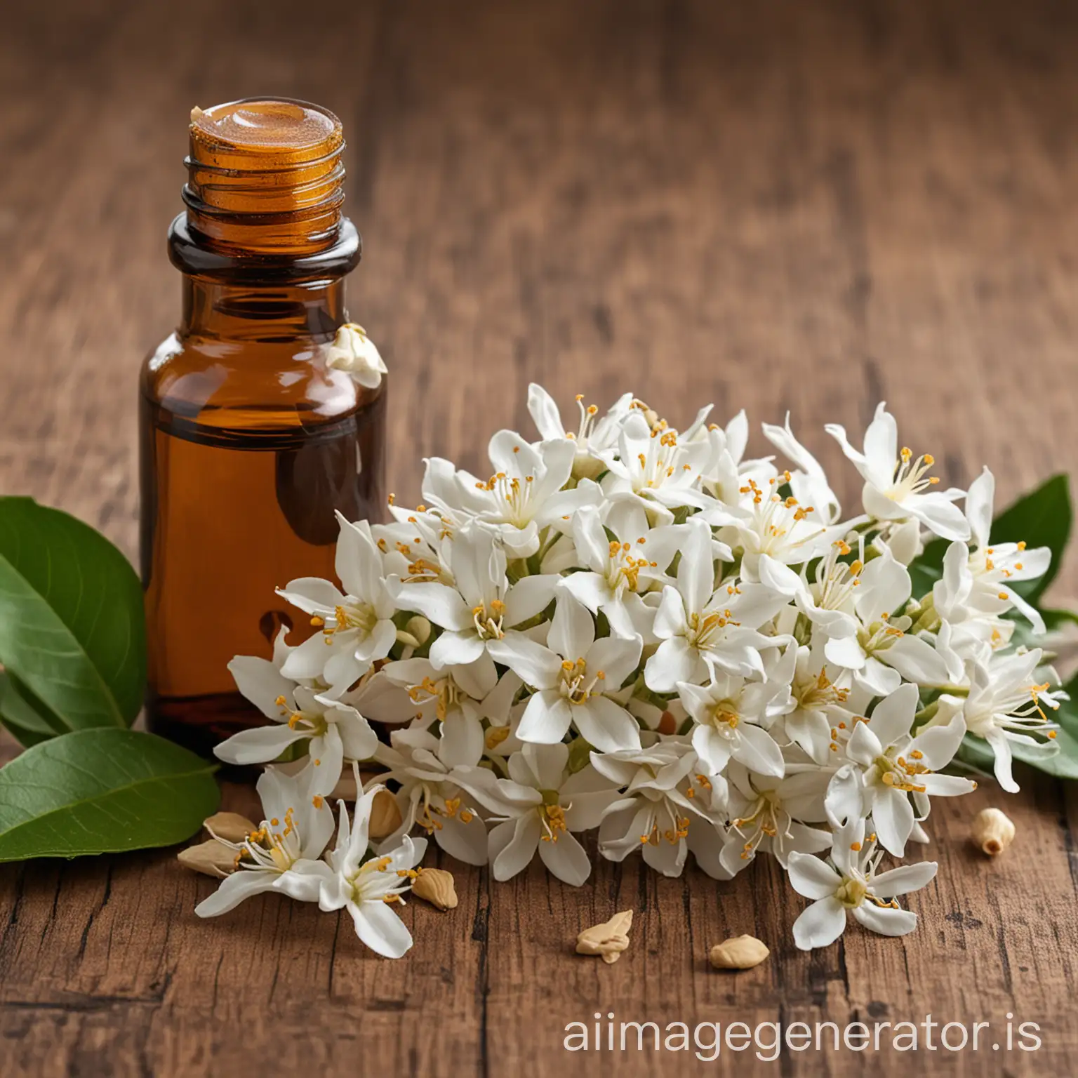 Jasmine-Cluster-with-BrownBottled-Essential-Oil