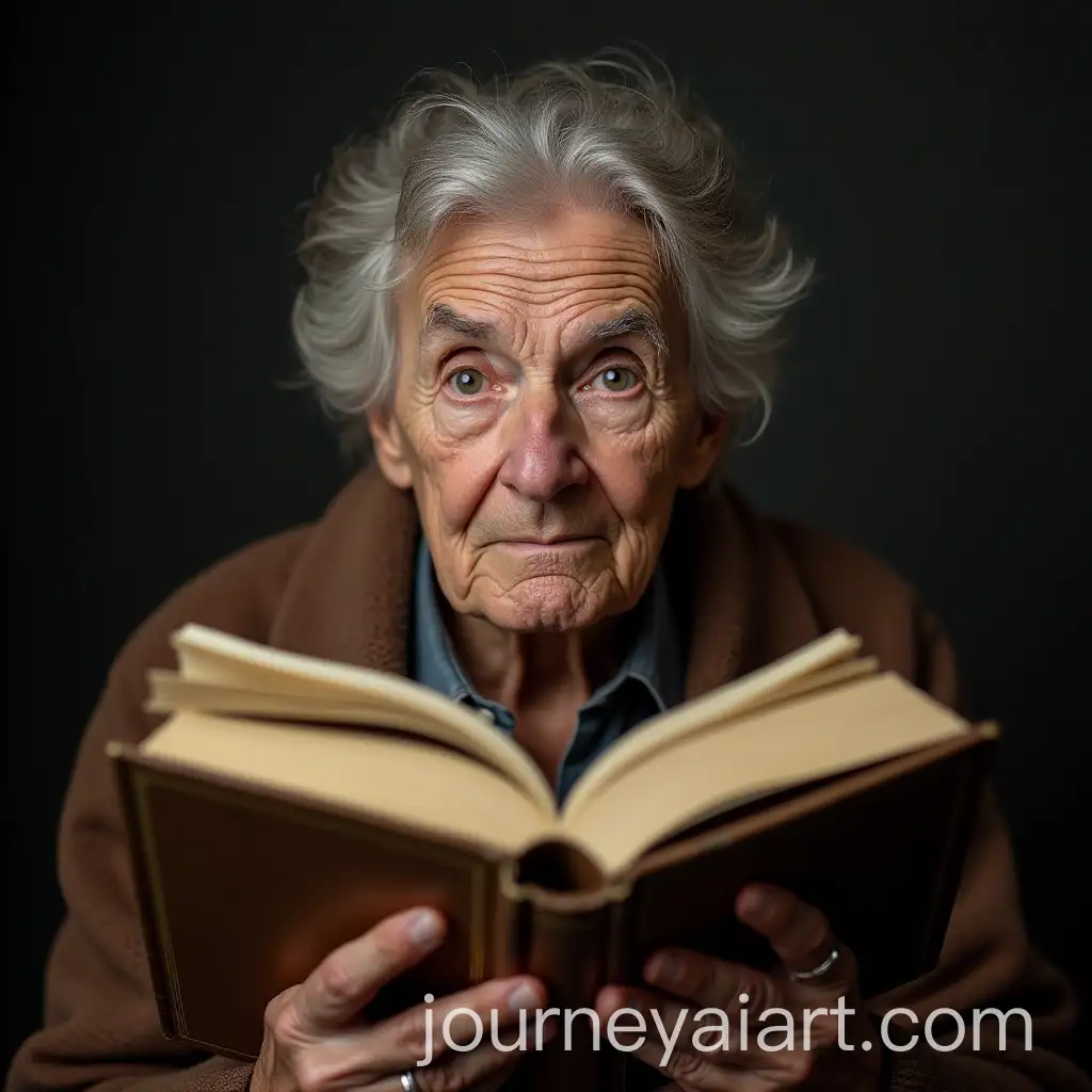 Elderly-European-Man-Holding-Book-to-Cover-Face