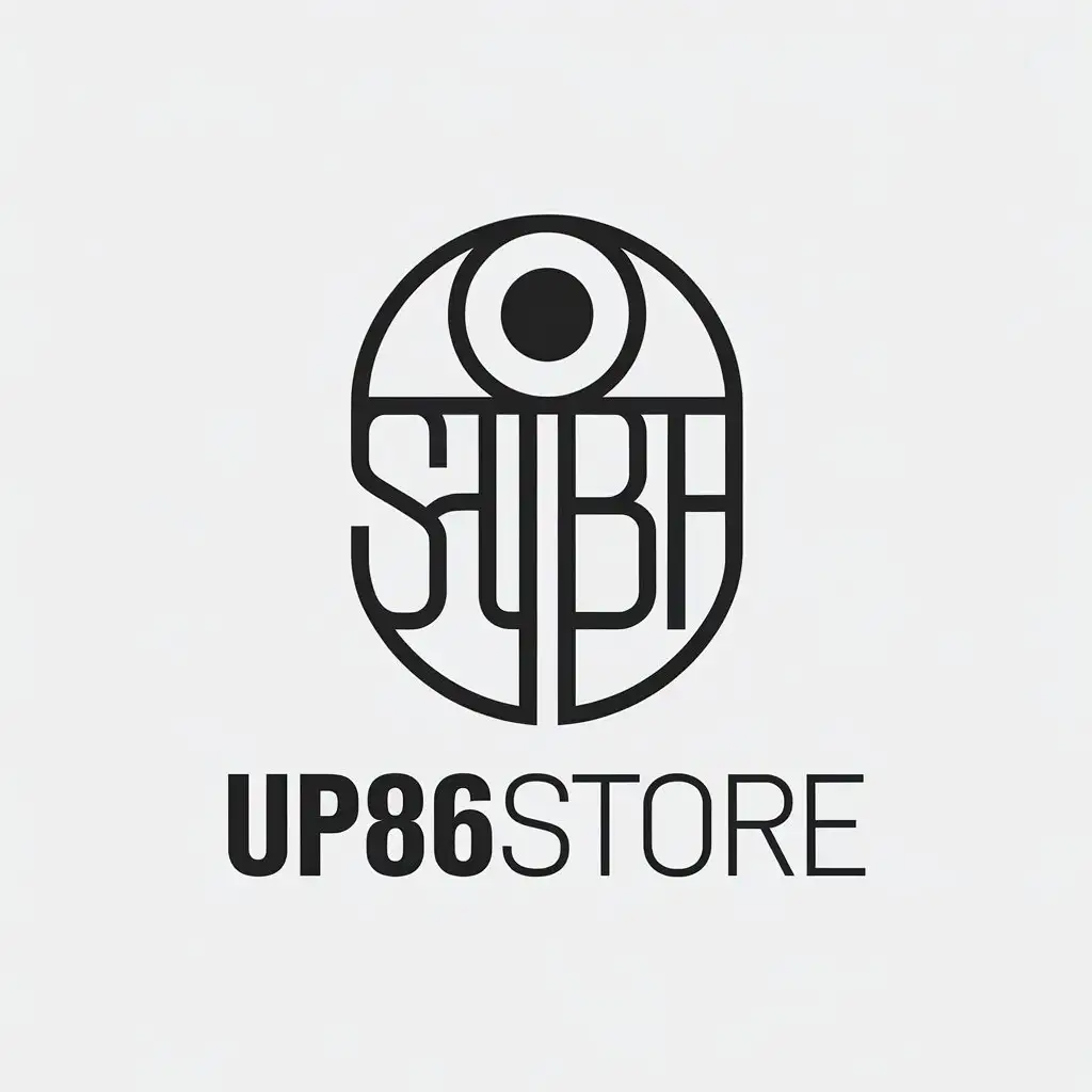 LOGO Design for UP86STORE Minimalistic Vector with SHUBH Symbol for Retail Industry