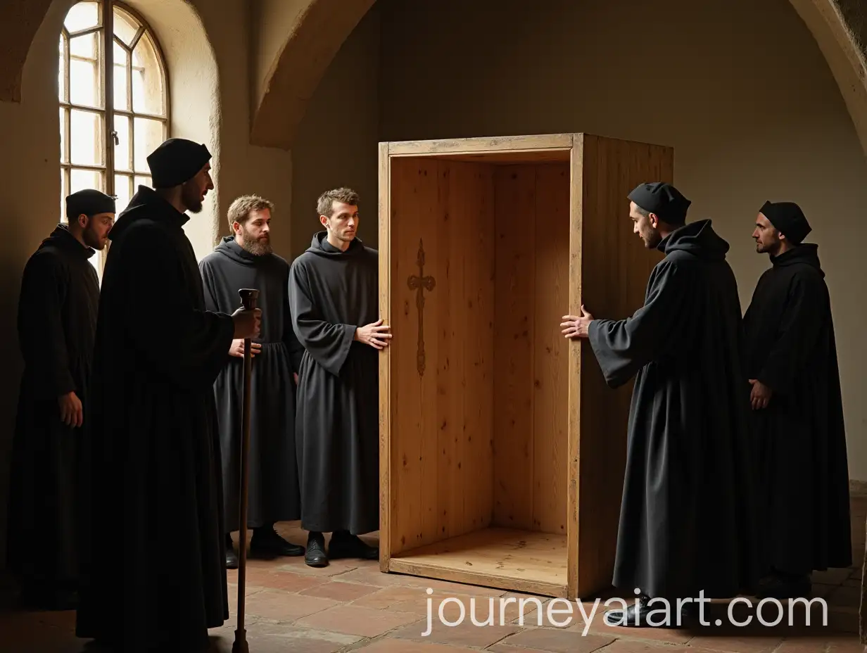 Franciscan-Monks-Discovering-Virgin-Image-in-Wooden-Box