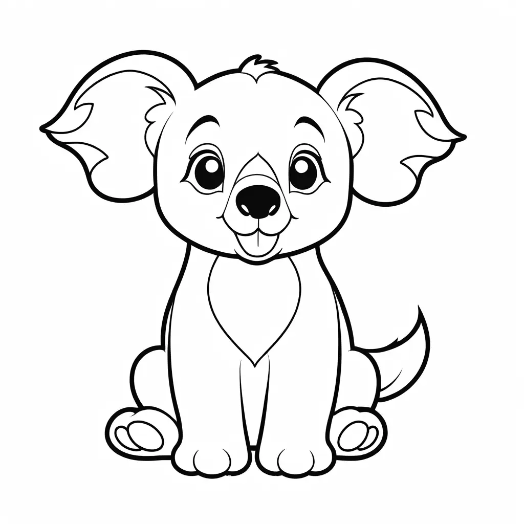 Cartoon-Koala-Coloring-Page-Black-and-White-Line-Art-on-White-Background